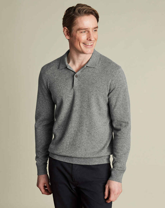 Pull polo en cachemire - gris